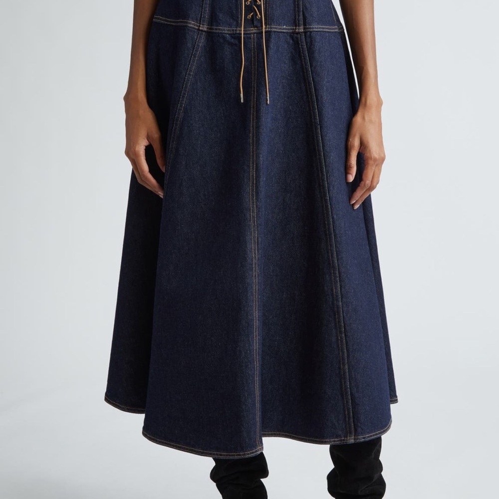 Ulla Johnson The Estelle Lace Up Denim Skirt